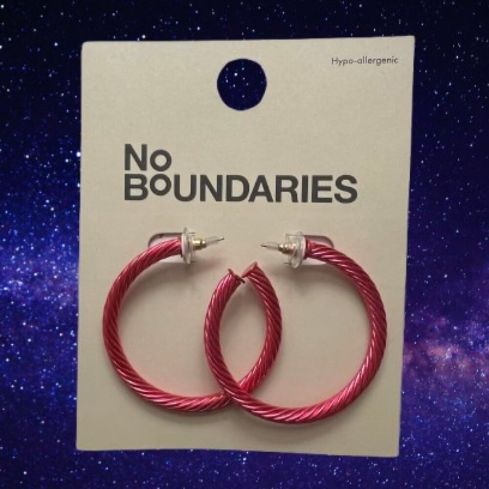 No Boundaries Pink Hoop Earings 2"x2"